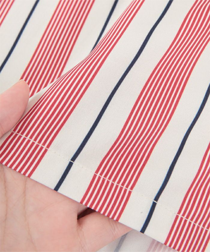 ストライプオーバーサイズ開襟シャツ〔メール便可／100〕 | miette