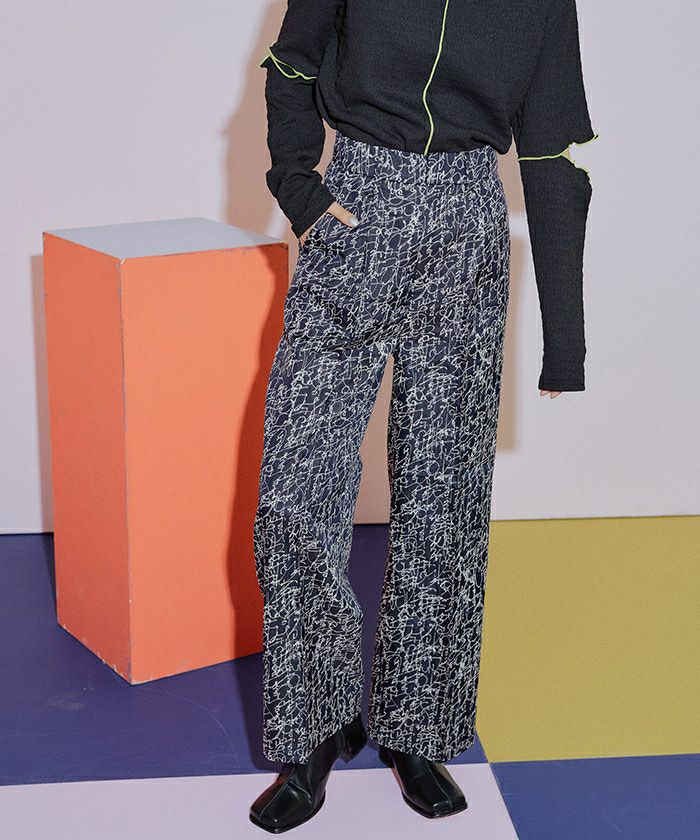 FENDI　ジャガード　ワイドパンツ　2019年 センタープレス　ブルーグレー 一部予約】センタープレスタックワイドパンツ ◇送料無料