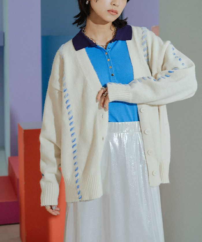 3カラー配色カーディガン FREAK'S STORE カーディガン 配色メロー レディース : ZOZOTOWN