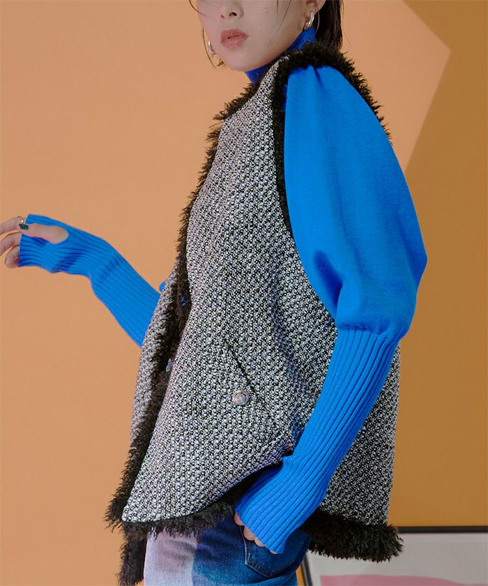 ショート　リバーシブル　ファー　ベスト リバーシブルファーベスト | miette