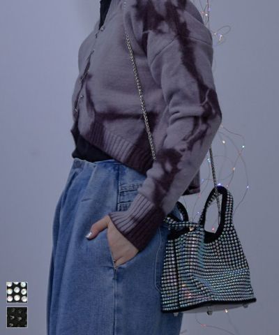 ラインストーンバケットバッグ