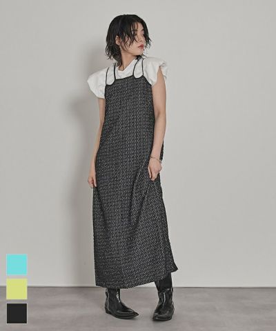 ふくれジャガードダブルストラップワンピース