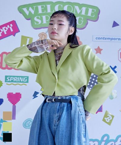 サイドベルトカッティングショートジャケット