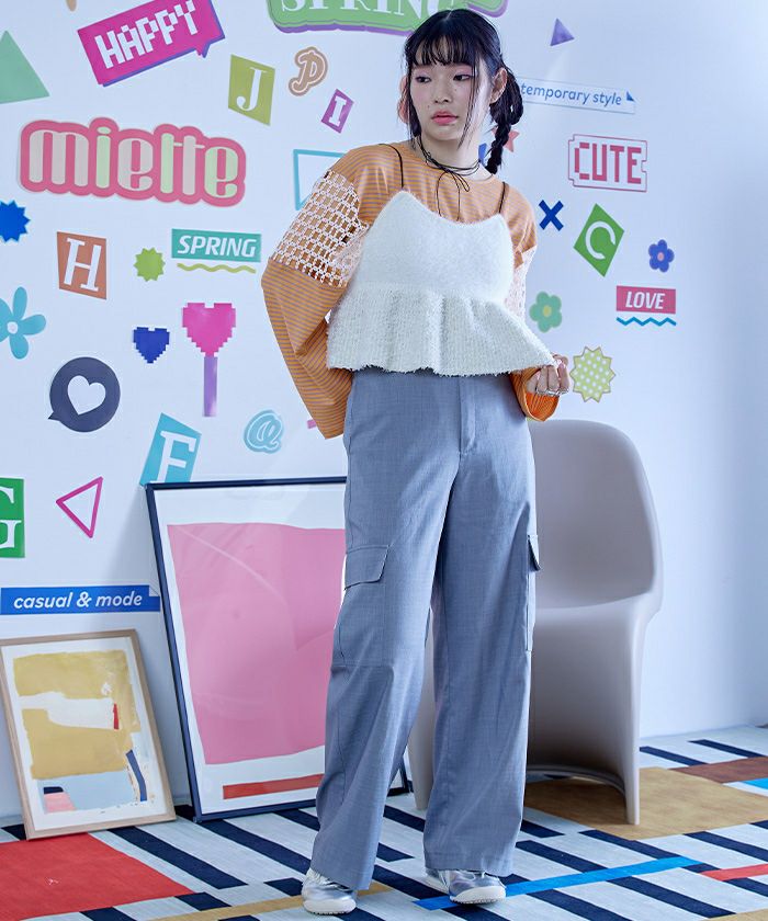 新品 多部未華子着用 miette ボーダー ロンT ミエット 未使用 多部未華子着用 miette ボーダーT 対岸の家事 パープル