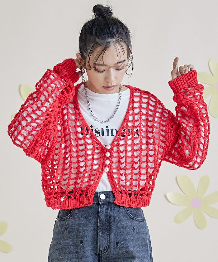 美品！PLEATS PLEASE メッシュ カーディガン フルーツ柄 mh316 美品！PLEATS 口説か PLEASE メッシュ カーディガン フルーツ柄