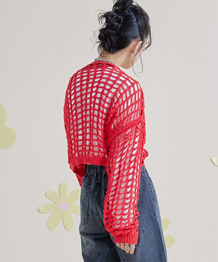 M’S GRACY パールボタンメッシュカーディガン 生成り 40*CD1158 M'S GRACY パールボタンメッシュカーディガン 生成り 40*CD1158