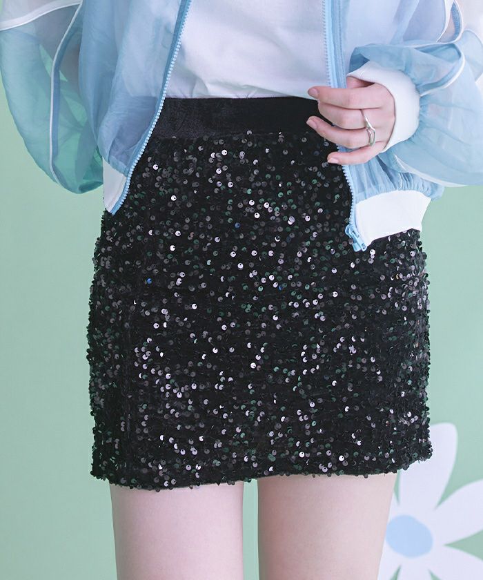 muguet spangle mini skirt スパンコール　ミニスカート muguet spangle mini skirt pink Mサイズの通販 by mun' shop