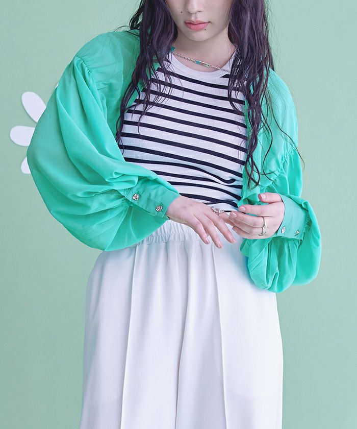 極美品 TADASHISHOJI ボリュームスリーブボレロ 定価5万2800円 トップス チュール ボリュームスリーブ[品番：SGBW0001475