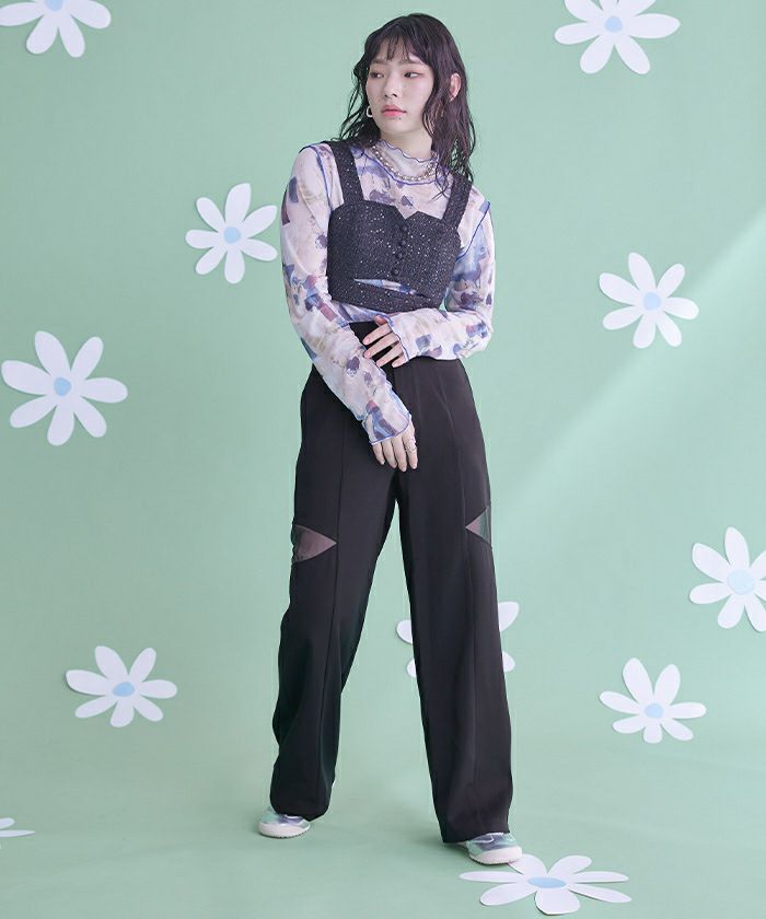 ◆MICHAA(ミーシャ)サイドラインプリーツワイドシルエットパンツ ◇MICHAA(ミーシャ)サイドラインプリーツワイドシルエットパンツ