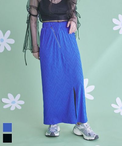 ウェーブ柄フロントジップスカート