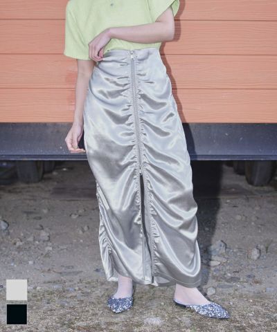 フロントジップシャーリングスカート