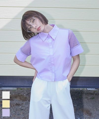 メッシュ切替半袖ショートシャツ〔メール便可／100〕
