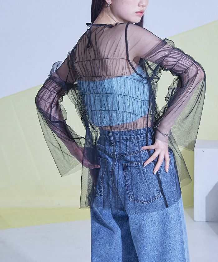 ロマンティック☆【Merlette】シャーリングスリーブ トップス シャーリングトップス Shirring tops | CHIDORI