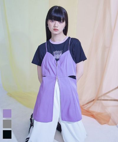 フロントジップサイドカットビスチェ〔メール便可／100〕
