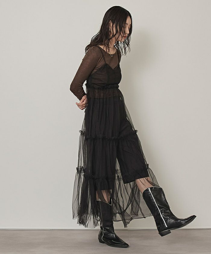 【Karen Millen】チュール バンドゥ ティアード ミディドレス KAREN MILLEN チュールバンドゥティアードミディドレス 赤