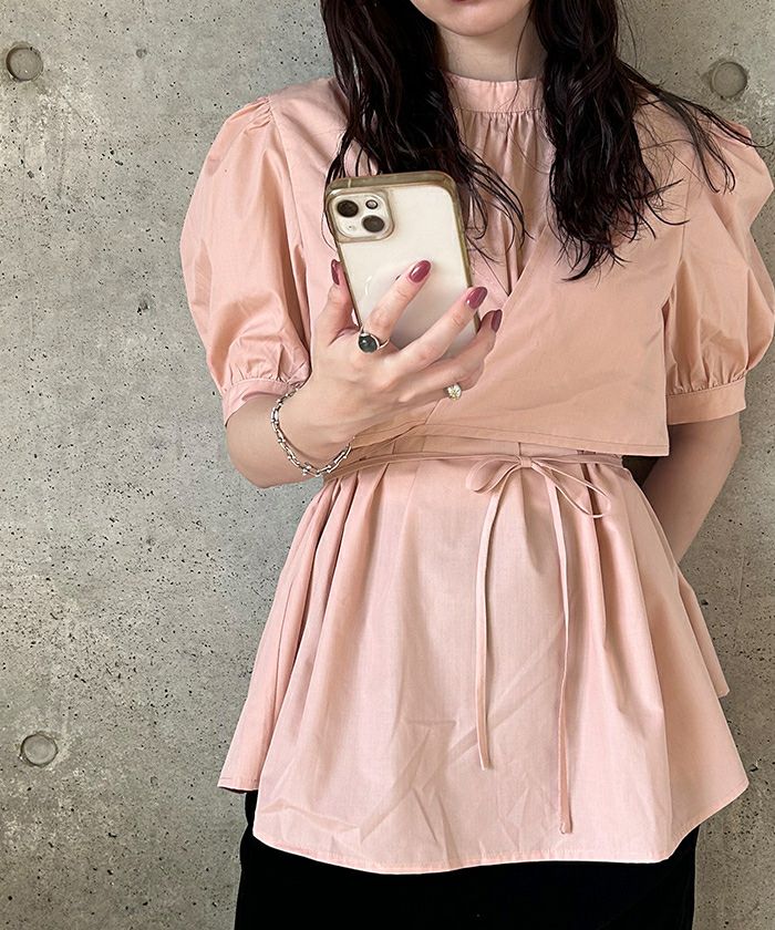 【新品】AMICA パフスリーブ ブラウス カシュクールパフスリーブブラウス〔メール便可／100〕 | miette