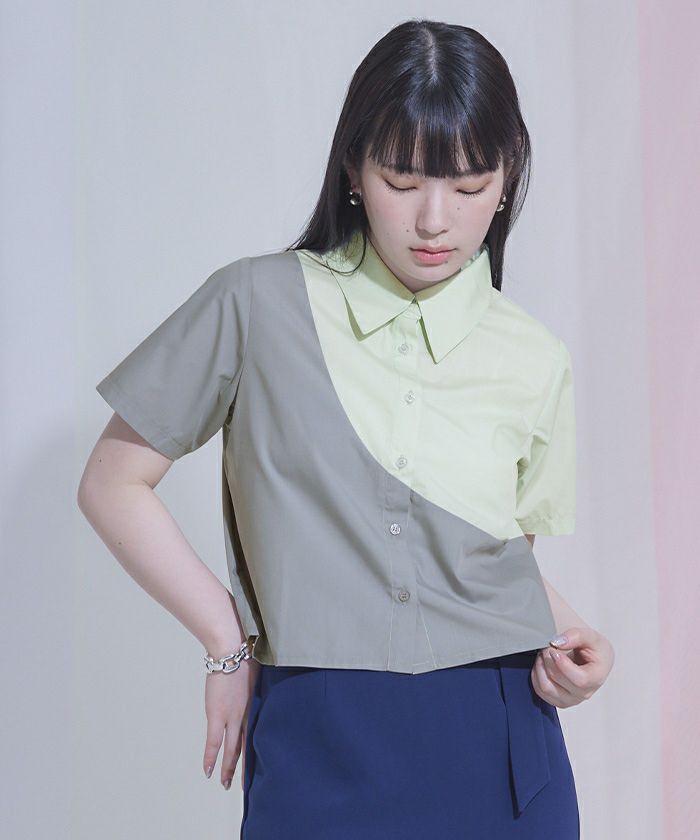カーブラインバイカラー半袖シャツ〔メール便可／80〕 | miette