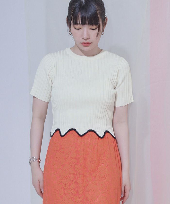 ウェーブヘムショートリブトップス〔メール便可／80〕 | miette