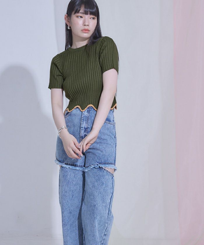 レペット リブ ショートトップス M miniministore リブニット トップス レディース ショート丈