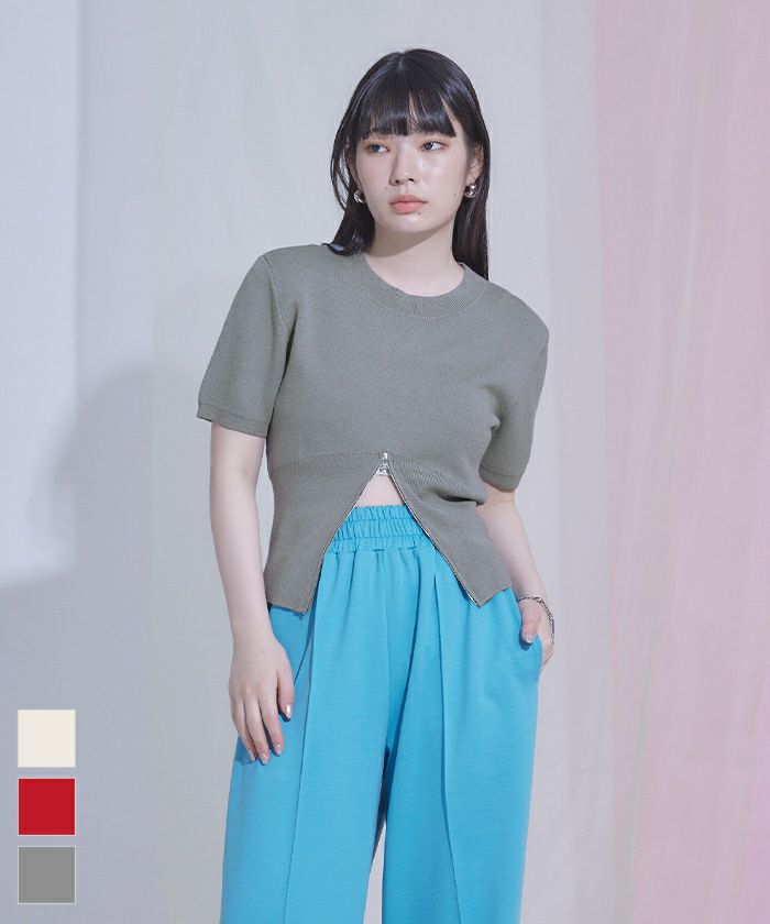 裾ジップ半袖トップス〔メール便可／90〕 | miette