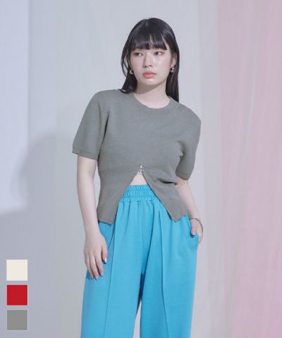 裾ジップ半袖トップス〔メール便可／90〕