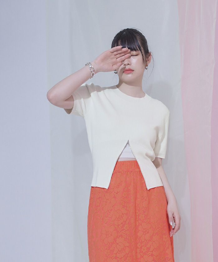 裾ジップ半袖トップス〔メール便可／90〕 | miette