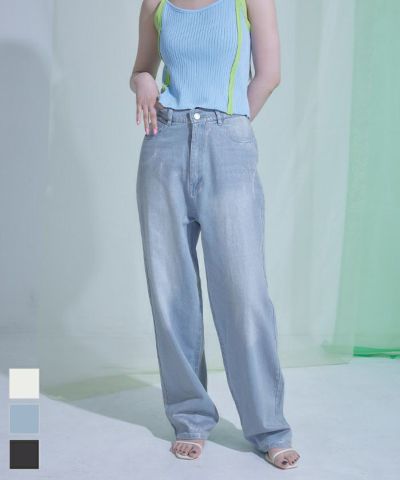 箔加工デニムパンツ