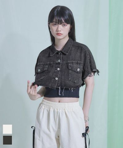関税送料込★PATOU 半袖クロップドデニムジャケット ♡関税送料込♡Patou デニムジャケット