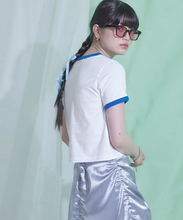 ロゴプリントクロップドTシャツ〔メール便可／50〕 | miette
