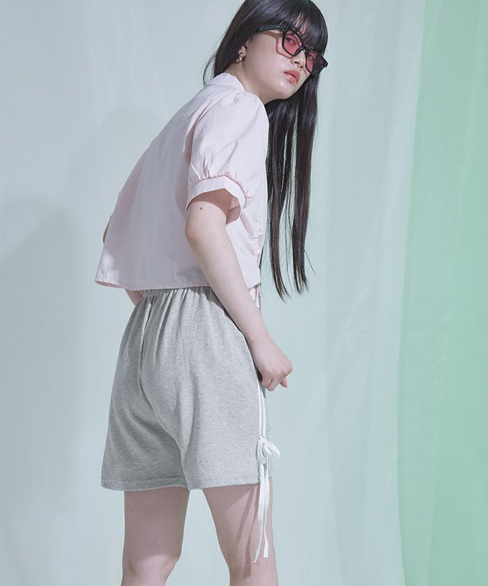 [KINDAME] パット付きローウエスト ショートパンツ 3COLOR サイドリボンニットショートパンツ / Side Ribbon Knit Short