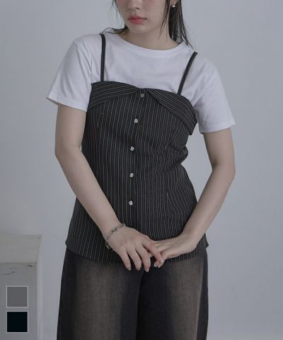 ラメピンストライプビスチェ〔メール便可／70〕