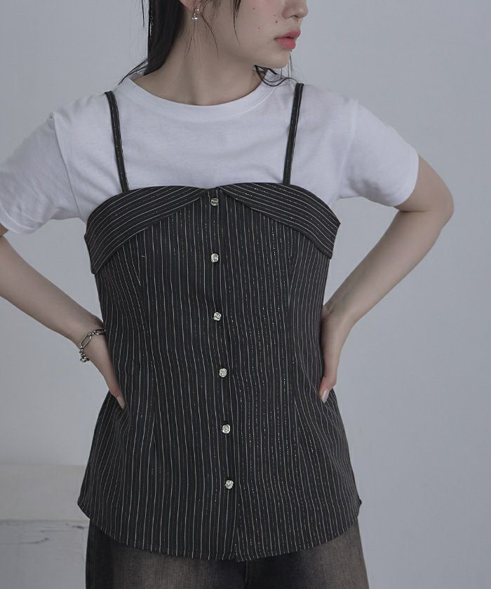 Horme ピンタックストライプビスチェ ピンストライプビスチェ ビスチェ 秋冬[品番：GW000004661