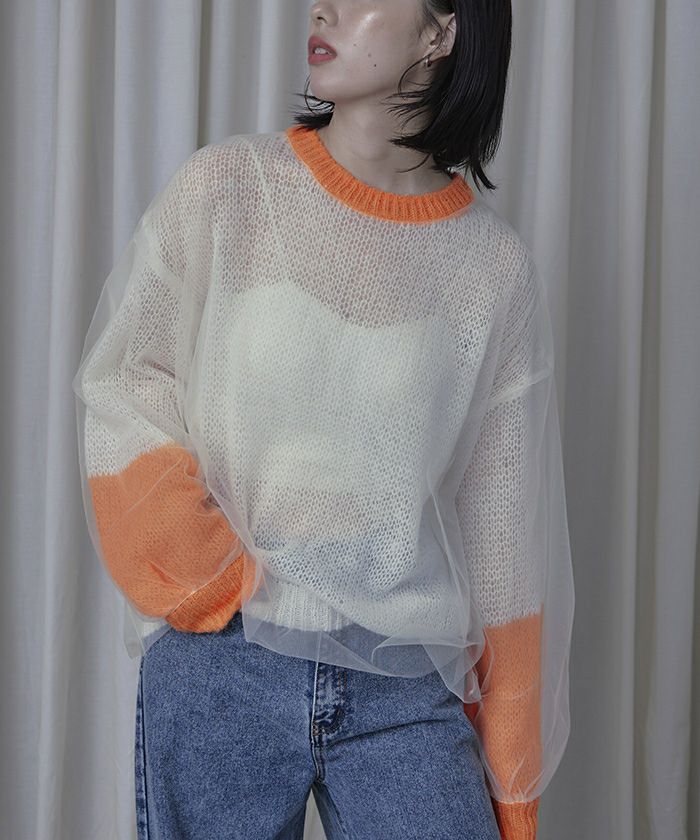 チュールドッキングローゲージニット | miette