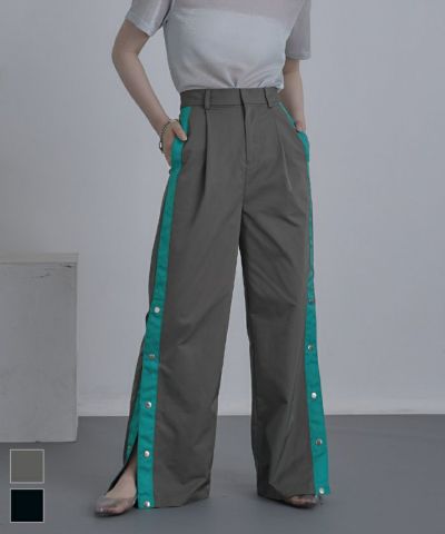 サイドボタンワイドパンツ