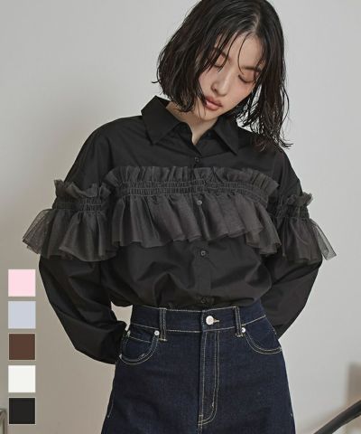 チュールフリルシャツ