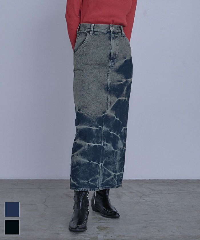 GANNI オーバーダイヘビーデニムスカート レディース】Heavy Washed Denim Midi Skirt | GANNI(ガニー