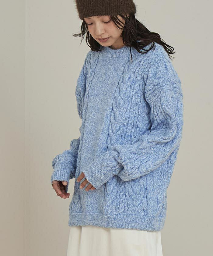 オーバーサイズケーブル編みニット | miette