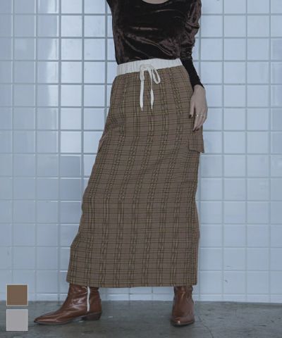 サイドポケットチェックスカート