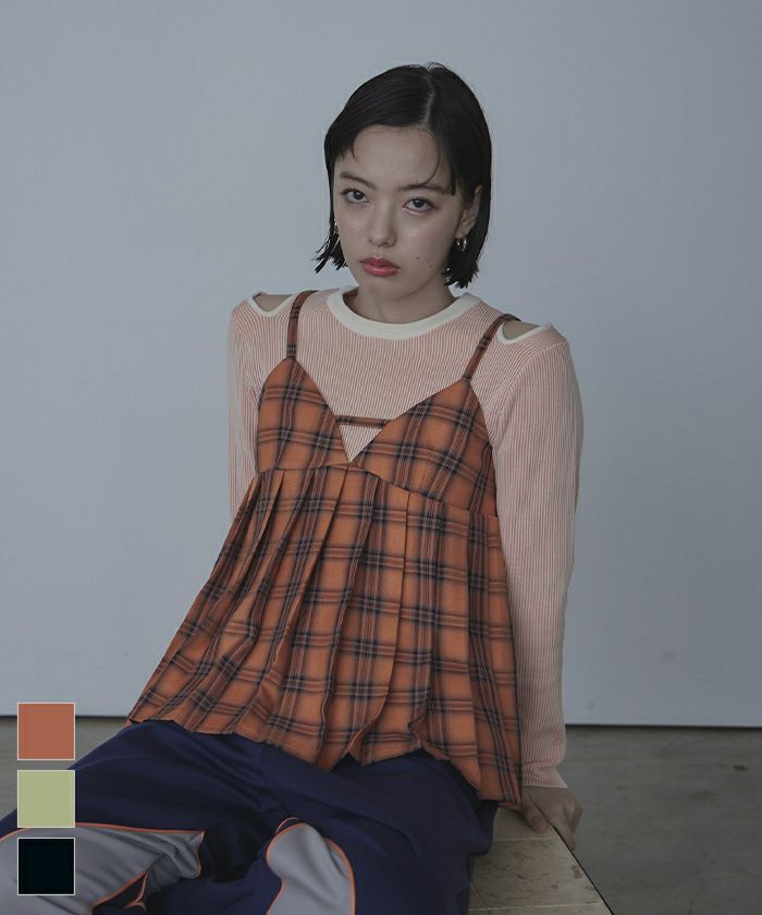 MONSE】白×黒タータンチェック アシンメトリー ヘム ドレープ