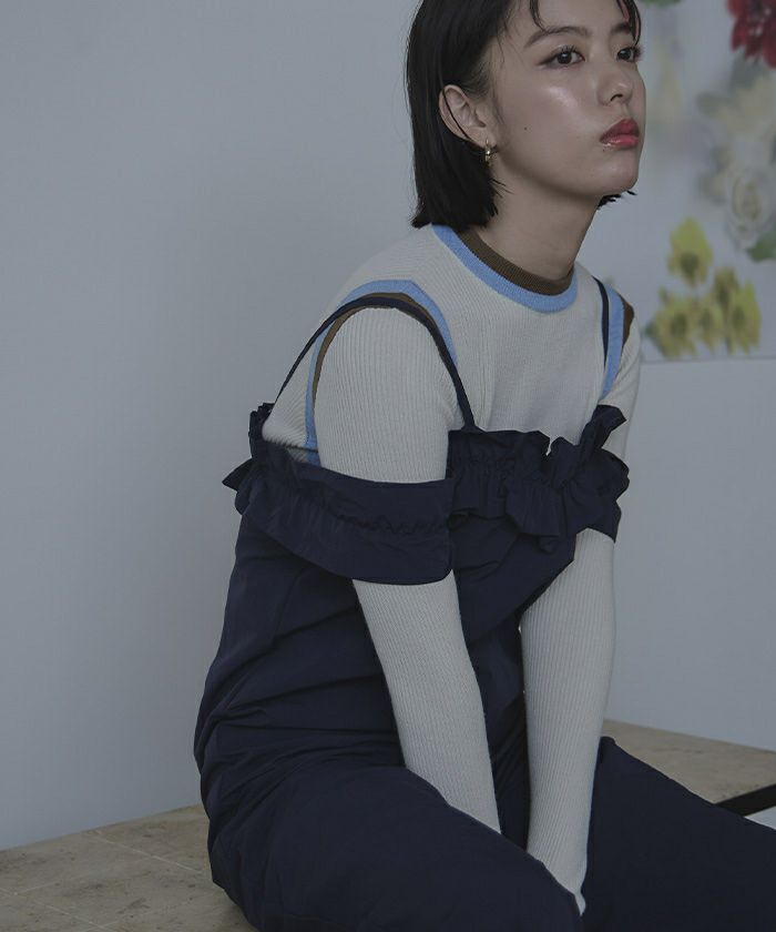 マイラン　オフショルダー　オールインワン STYLEMIXER（スタイルミキサー）の「ショルダーシャーリング