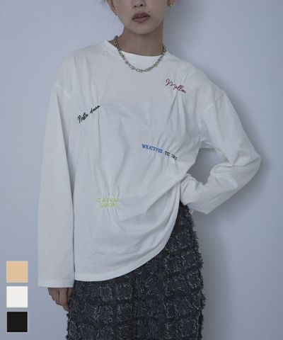 ランダム刺繍ロンT〔メール便可／100〕