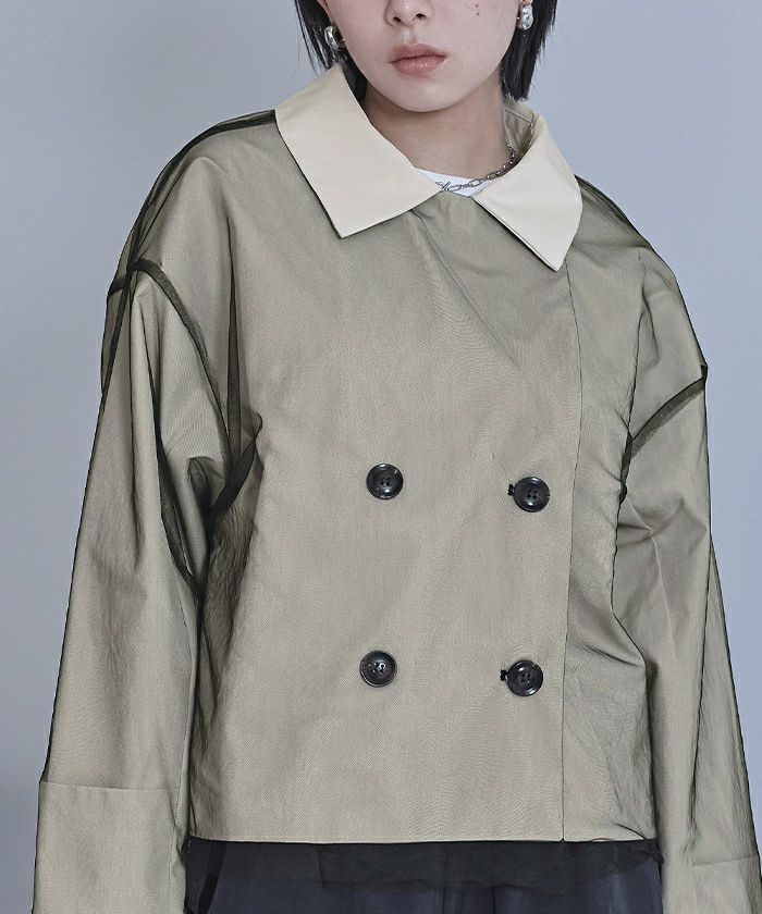 チュールドッキングショートトレンチコート | miette