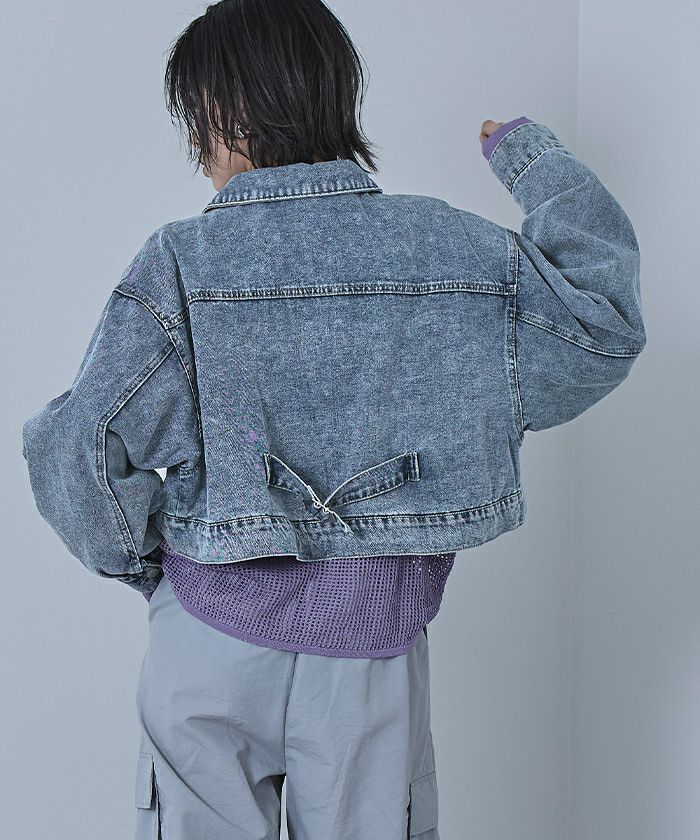 新品MEYAME デニムショートジャケット スクラッチデニムショートジャケット | miette
