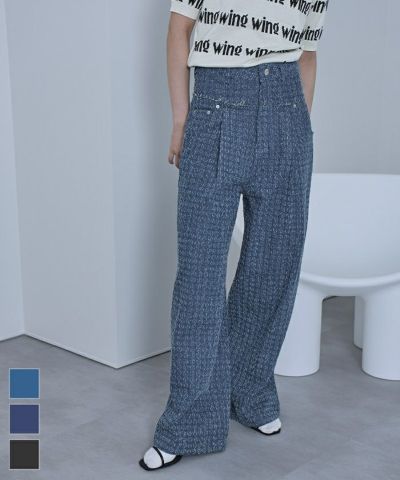 スクラッチ切り替えデニムパンツ