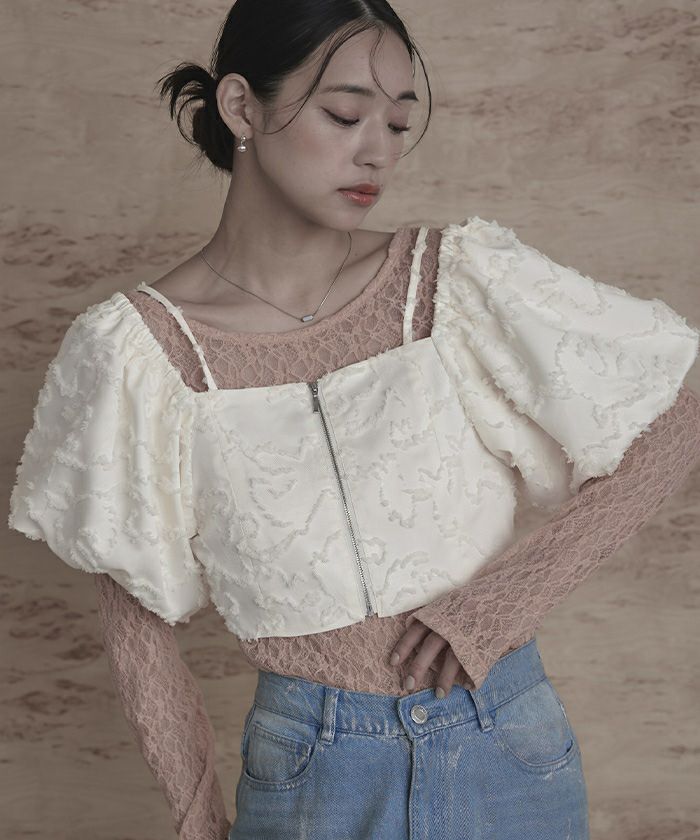 LOEFF ジャガードビスチェ LOEFF ロエフ レモン ジャガード ブラ ビスチェ レイヤード