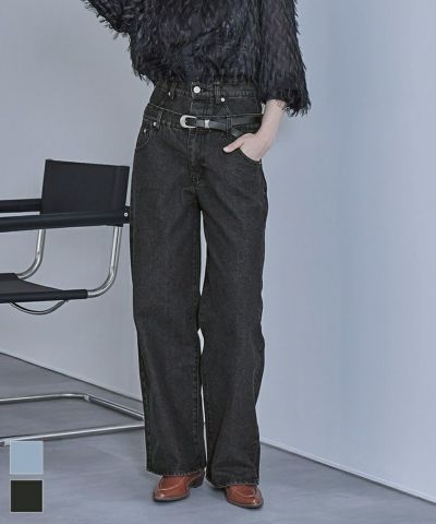 ダブルウエストデニムパンツ