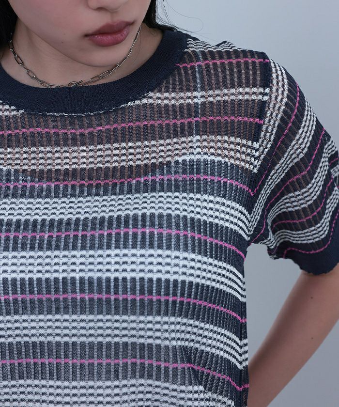 tシャツ シアーマルチボーダー カットソー レディース CITEN tシャツ Tシャツ 「CITEN」シアー マルチ ボーダー ユル