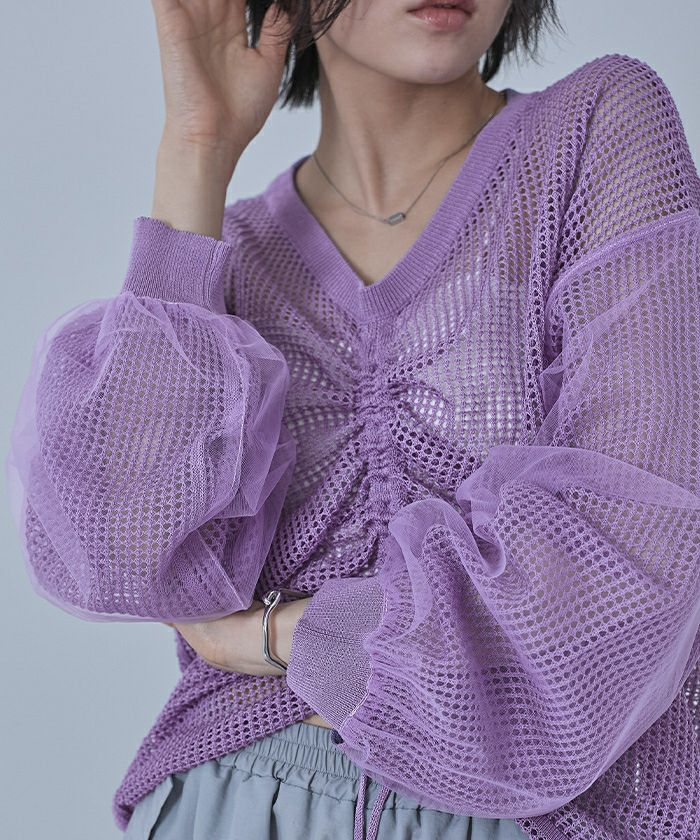 ドロストメッシュニットトップス | miette