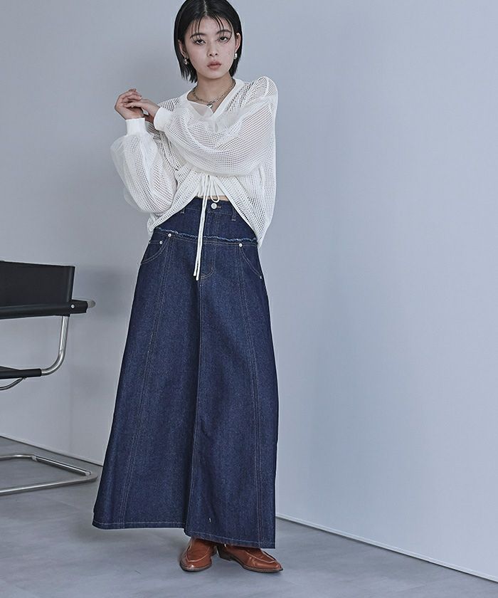 ドロストメッシュニットトップス | miette