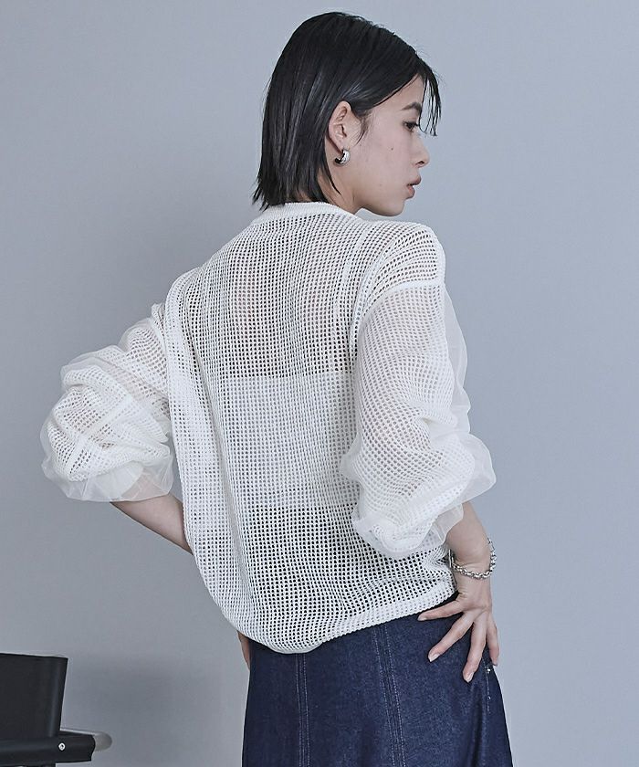 大人気完売　Meshニットスリットトップス XU（エックスユー）の「ストリートファッション XU エックスユー